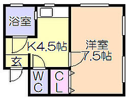 寿マンション 1Kの間取図画像
