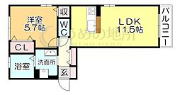 ブレイティア 1LDKの間取図画像