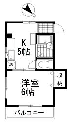 藤ビル 1Kの間取図画像