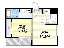 ワコーレヴィータ塚口フロント 1LDKの間取図画像