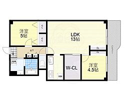 サンマンション塚口第3 2LDKの間取図画像