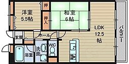 ヴィラ安堂寺 2LDKの間取図画像