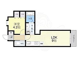 サンクラッソ塚口 1LDKの間取図画像