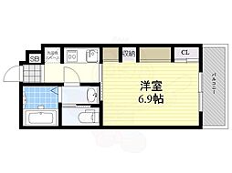 コンフォート南塚口町 1Kの間取図画像
