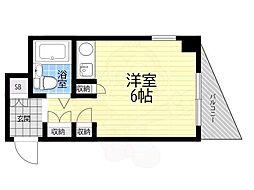 キューブ東塚口 1Kの間取図画像