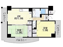 プレルディオ豊中南 2LDKの間取図画像