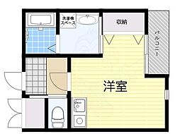 るぽ栗山 1Kの間取図画像