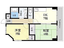 ヴィエール緑翠苑 2DKの間取図画像