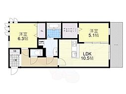 エステート武庫之荘 2LDKの間取図画像