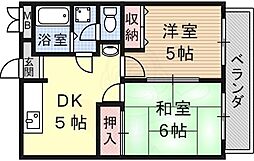 マンションフローラ 2DKの間取図画像