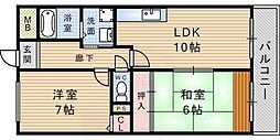 オーロラコート武庫之荘 2LDKの間取図画像