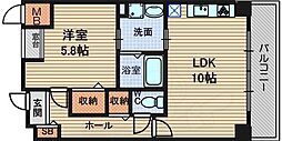 アウローラ武庫之荘 1LDKの間取図画像