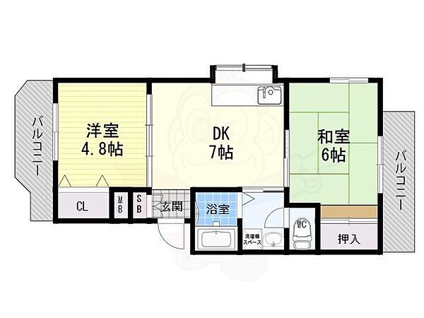 メゾンユニ ｜兵庫県尼崎市東園田町８丁目(賃貸マンション2DK・2階・42.50㎡)の写真 その2