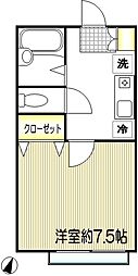 プランドール砧 1Kの間取図画像