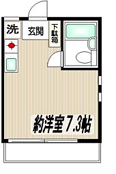 コーポサニーダン ワンルームの間取図画像