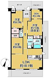 ローレルスクエア登美ケ丘11番館 3SLDKの間取図画像