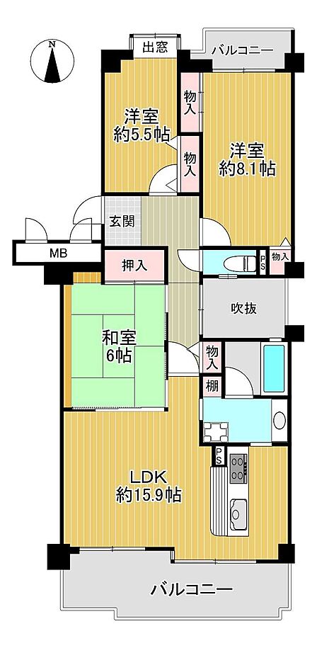 3LDK 間取り