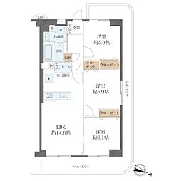 新大阪第一グリーンマンション 3LDKの間取図画像