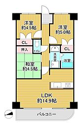 ディオ・フェルティ石切 3LDKの間取図画像