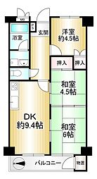 ぶどうケ丘ハイツ 3DKの間取図画像