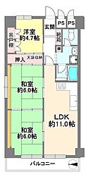 ライオンズマンション第6江坂 3LDKの間取図画像