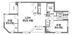 パレ・シェール苦楽園北夙川通り 2LDKの間取図画像