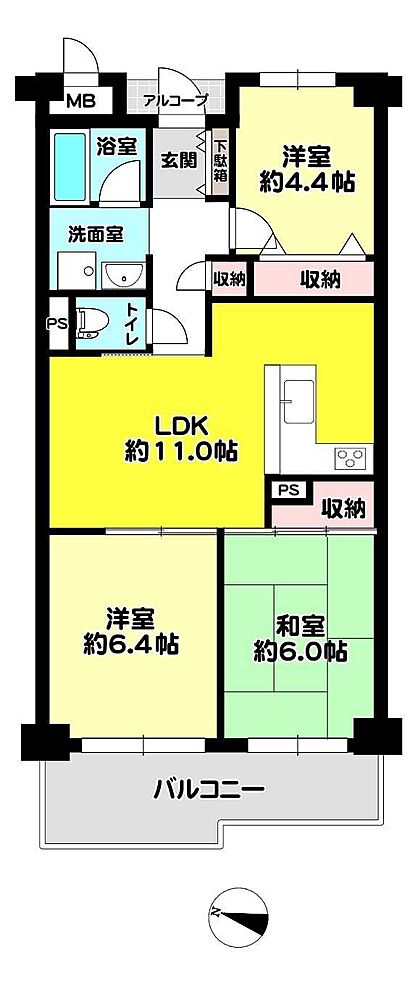 3LDK 間取り