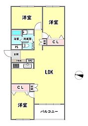 アステム芦屋3-1住棟 3LDKの間取図画像
