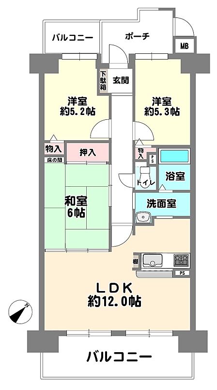3LDK 間取り