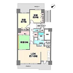 弥生が丘2番館 3LDKの間取図画像