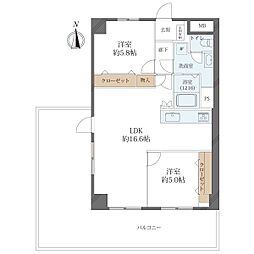 新明治橋マンション 2LDKの間取り