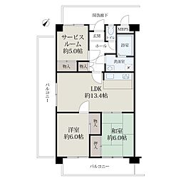 アーク五日市 2LDKの間取図画像