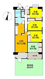 コープ野村楽々園 4LDKの間取図画像