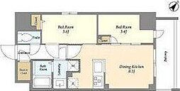 JR総武線 新小岩駅 徒歩5分の賃貸マンション 10階2DKの間取り