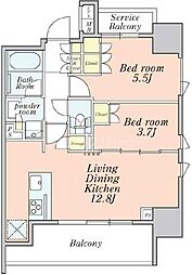 都営浅草線 本所吾妻橋駅 徒歩2分の賃貸マンション 7階2LDKの間取り