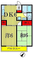 東武伊勢崎線 曳舟駅 徒歩9分の賃貸アパート 1階2DKの間取り