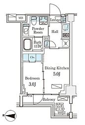 JR総武線 錦糸町駅 徒歩9分の賃貸マンション 4階1DKの間取り