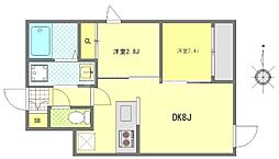 JR総武本線 錦糸町駅 徒歩12分の賃貸マンション 5階2DKの間取り