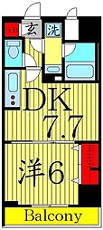 東武亀戸線 小村井駅 徒歩1分の賃貸マンション 5階1DKの間取り
