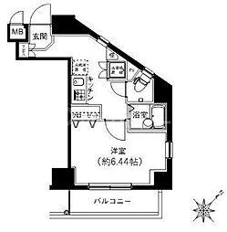 京成押上線 京成曳舟駅 徒歩2分の賃貸マンション 6階1Kの間取り