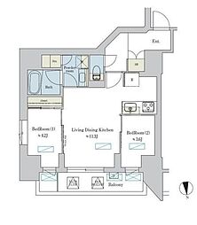 Brillia ist 浅草 2LDKの間取図画像