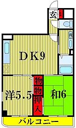 リバーサイドマツモト 2DKの間取図画像