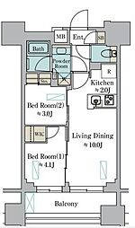 Brillia ist 墨田曳舟 2LDKの間取図画像