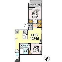 セレスティア柴又III 2LDKの間取図画像