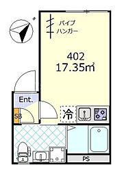 H.Aスカイ ワンルームの間取図画像