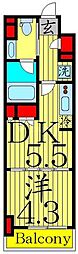 オーキッドレジデンス住吉 1DKの間取図画像