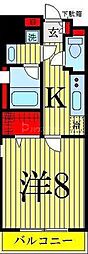 サンゼウス亀戸 1Kの間取図画像