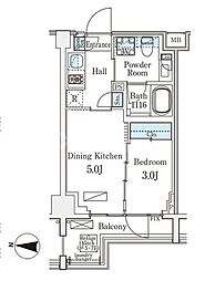 アクアレジデンス錦糸町 1DKの間取図画像