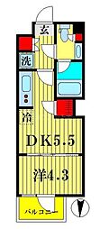 ParkAxis吾妻橋 1DKの間取図画像