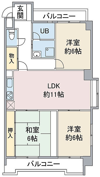 ニューアーバン一社 205｜愛知県名古屋市名東区一社2丁目(賃貸マンション3LDK・2階・72.31㎡)の写真 その2